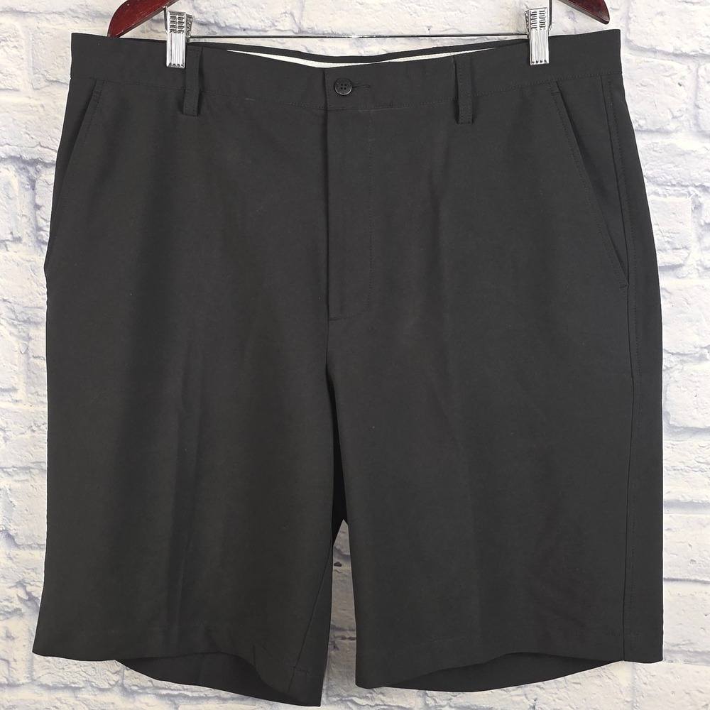 FootJoy Golf Shorts Men Black Performance Stretch Flat Front FJ Logo Size 38